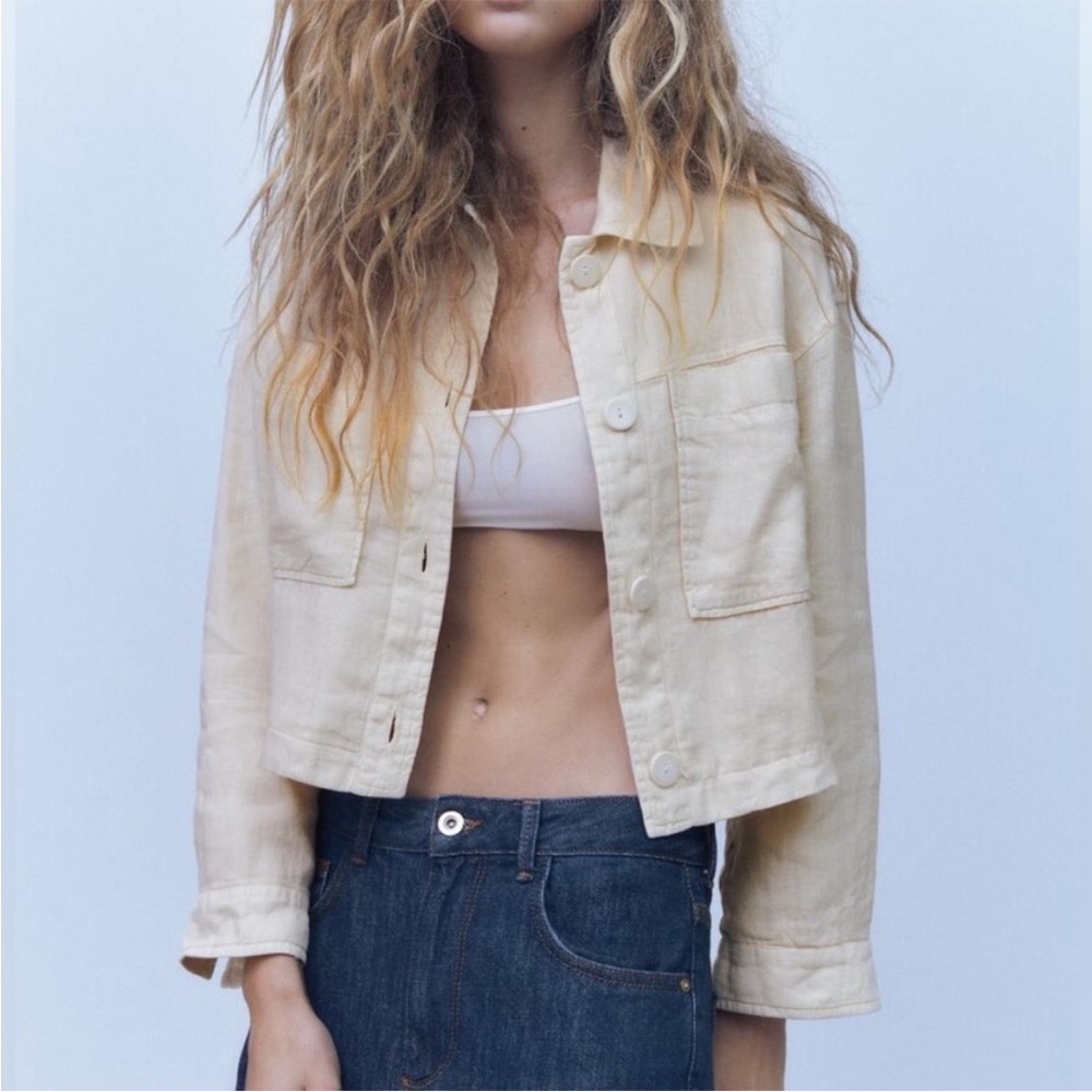Zara Cropped Button Up Overshirt